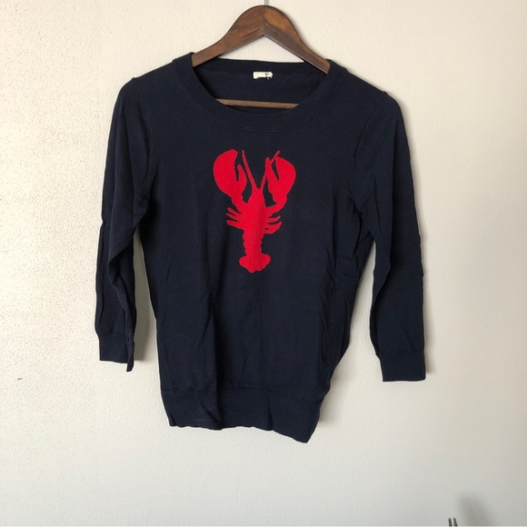 J. Crew Sweaters J Crew Lobster Blue And Read Knit Sweater Poshmark